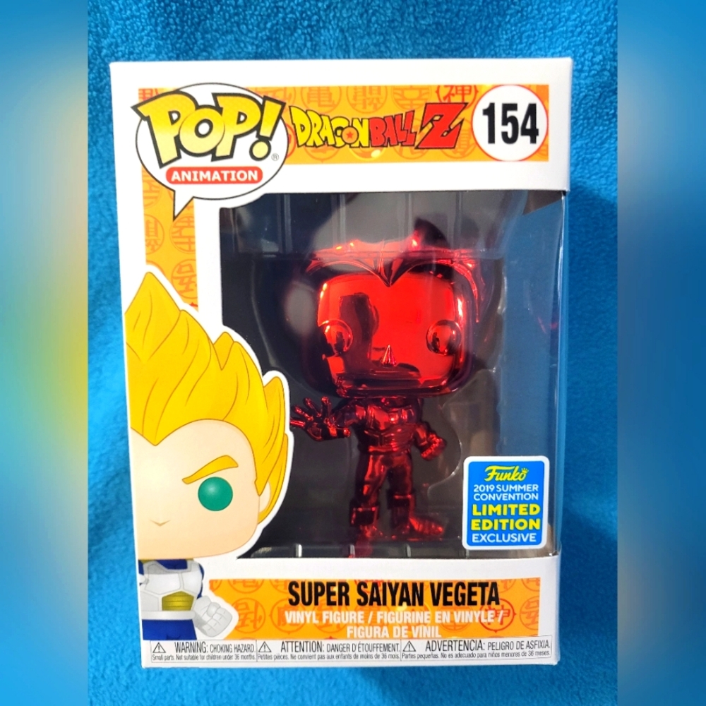 Funko Pop Dragon Ball Z Red Chrome Super Saiyan Vegeta #154 SDCC Shared Exclusiv